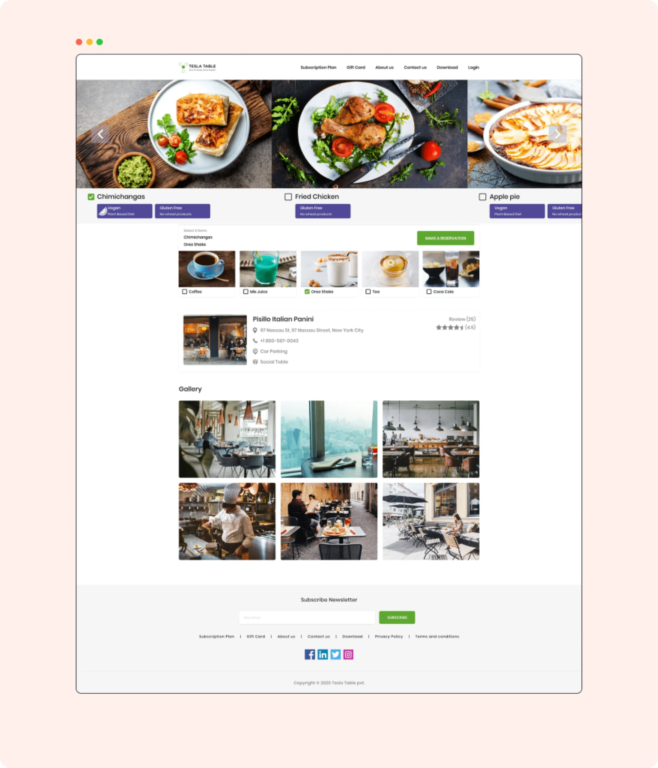 Restaurant Detail page