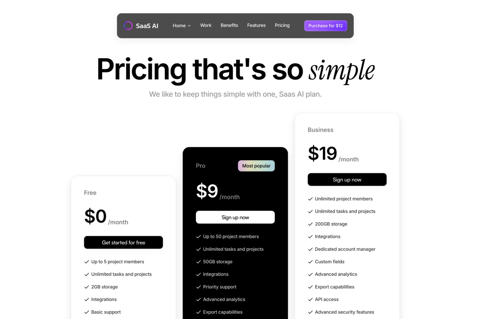 Framer Template - Pricing table