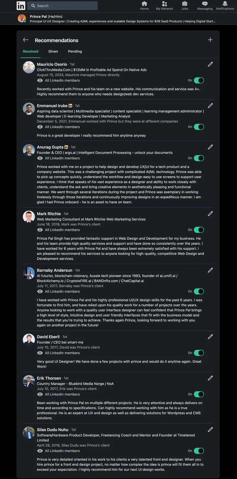 LinkedIn Recommendations