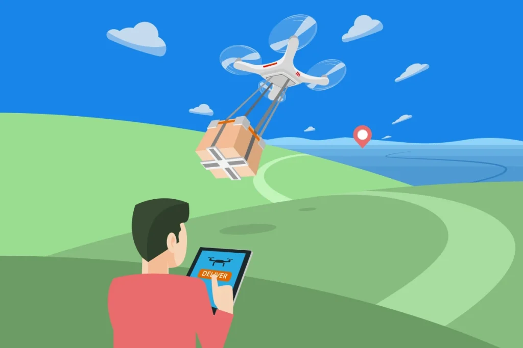 delivery action taken by AI-powered drone