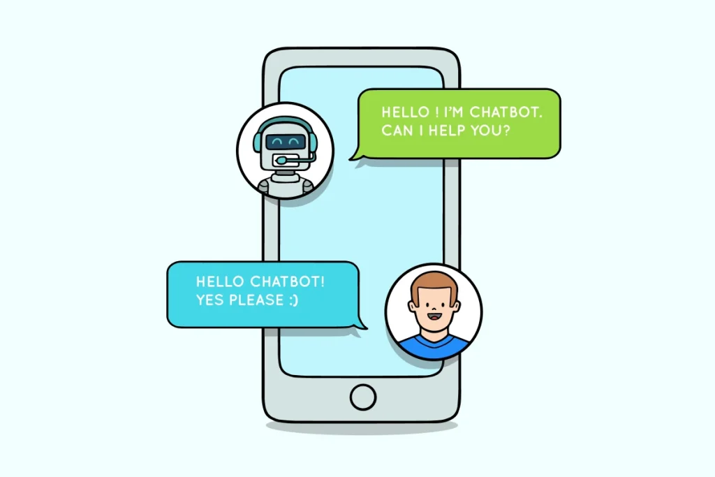 Chatbot helping a user