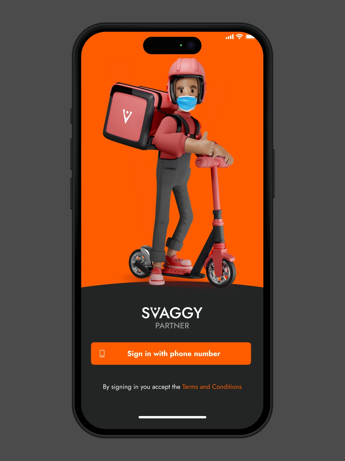 delivery guy sign in screen