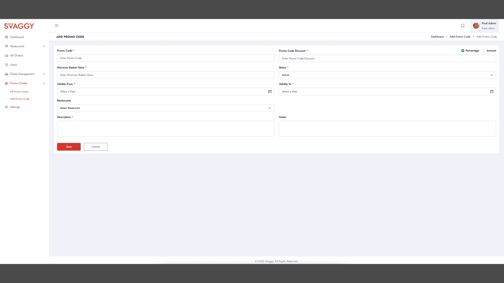 super admin promo code creation