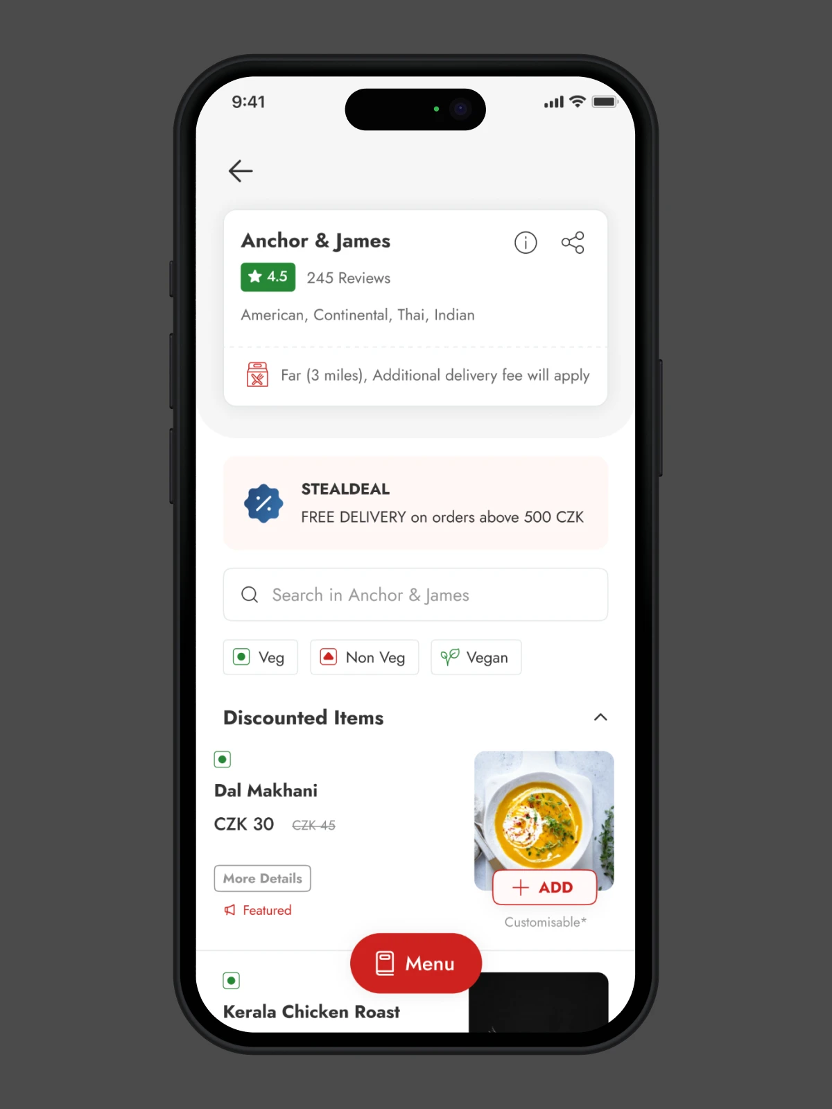svaggy customer app restaurant detail